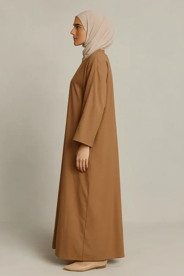 Classic Everyday Abaya – Camel Brown - Image 3